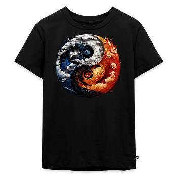 Yin Yang - Kinder Premium Bio T-Shirt - Schwarz - Vorne - Mikhail (115cm)