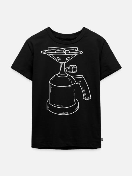 Campingkocher – Minimalistisches Camping Design - Kinder Premium Bio T-Shirt - Schwarz