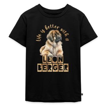 Leonberger | - Kinder Premium Bio T-Shirt - Schwarz - Vorne - Mikhail (115cm)