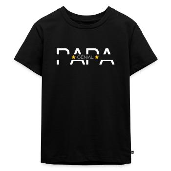 Papa Génial personnalisé Noms enfants - T-shirt Premium bio Enfant - noir - Devant - Mikhail (115cm)