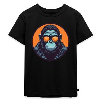 Gorilla mit Sonnenbrille, Affe, Primat - Kinder Premium Bio T-Shirt - Schwarz - Vorne - Mikhail (115cm)