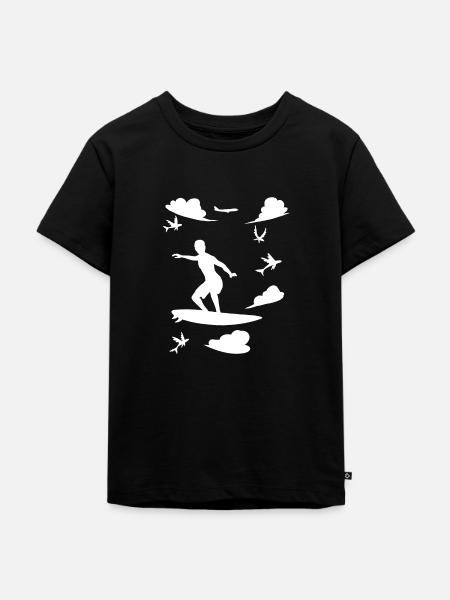 Wolken Surfer - Kinder Premium Bio T-Shirt - Schwarz