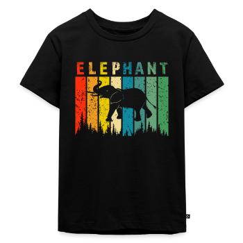Elefant Retro-Design Elefantengeschenk - Kinder Premium Bio T-Shirt - Schwarz - Vorne - Mikhail (115cm)