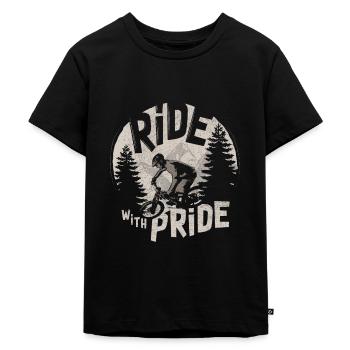 Stolzes MTB Mountainbike Downhill Enduro Geschenk - Kinder Premium Bio T-Shirt - Schwarz - Vorne - Mikhail (115cm)