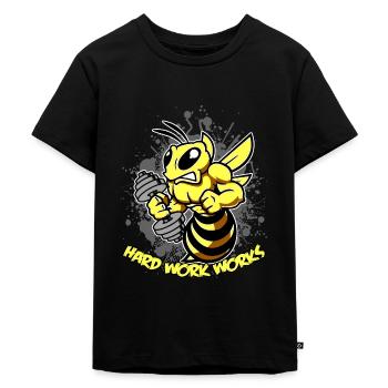 Travail dur travaille Fitness Gym Bee - T-shirt Premium bio Enfant - noir - Devant - Mikhail (115cm)
