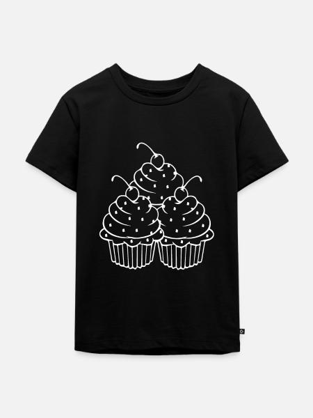 Cupcake Törtchen mit Kirsche - Kinder Premium Bio T-Shirt - Schwarz
