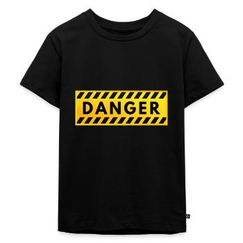 Danger Achtung Design geschenk Geschenkidee - Kinder Premium Bio T-Shirt - Schwarz - Vorne - Mikhail (115cm)