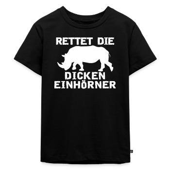 Rettet die dicken Einhörner - Kinder Premium Bio T-Shirt - Schwarz - Vorne - Mikhail (115cm)