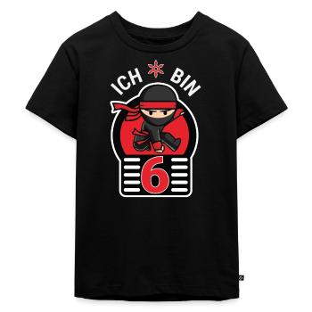 Kinder 6. Geburtstag Party Jungen Ninja 6 Jahre - Kinder Premium Bio T-Shirt - Schwarz - Vorne - Mikhail (115cm)