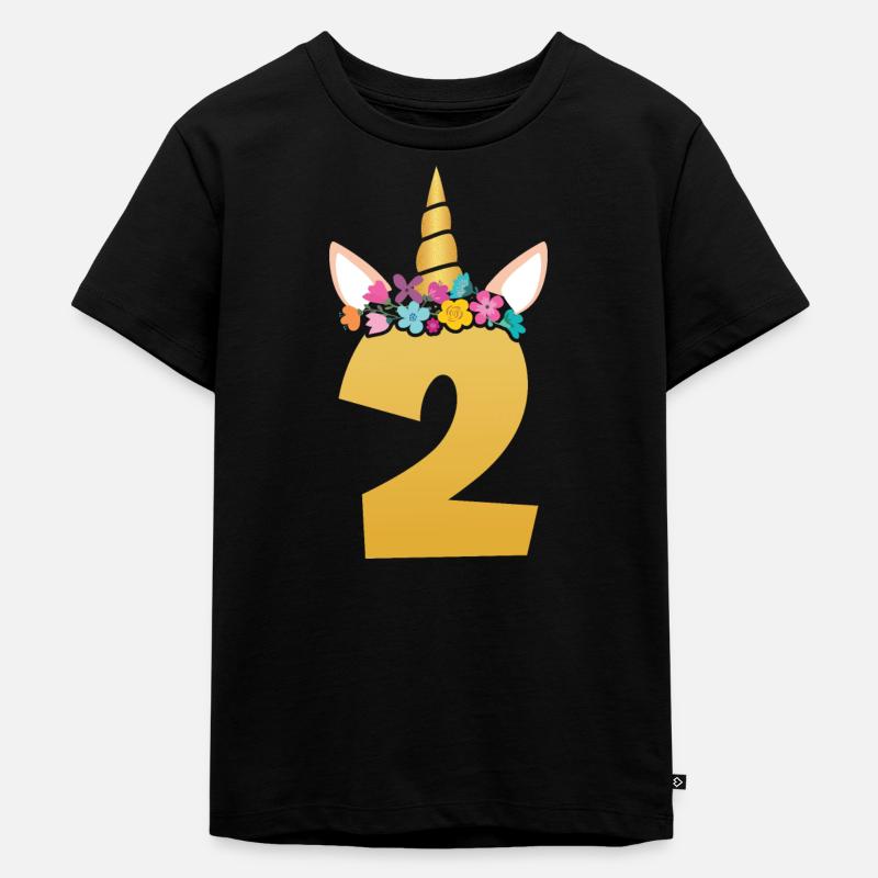 Mädchen Einhorn Ich bin 4 Jahre alt Geburtstag - Kinder Premium Bio T-Shirt - Schwarz