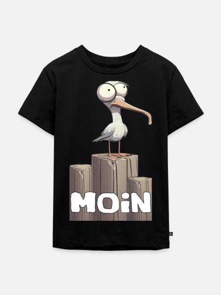 Möwe moin - Kinder Premium Bio T-Shirt - Schwarz