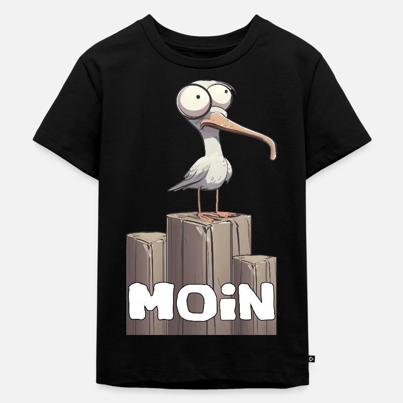Möwe moin - Kinder Premium Bio T-Shirt - Schwarz