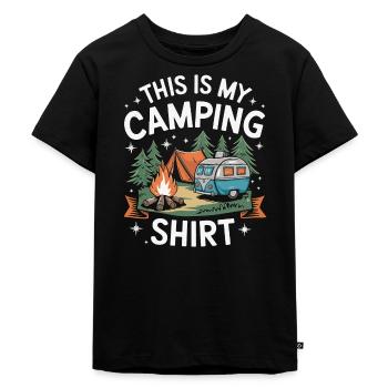 Camping Shirt Hiking Camping Geschenkidee - Kinder Premium Bio T-Shirt - Schwarz - Vorne - Mikhail (115cm)