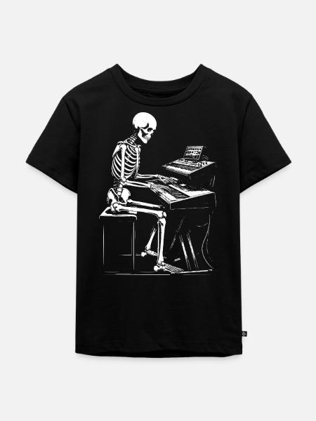 Skelett im Keyboard Studio - Kinder Premium Bio T-Shirt - Schwarz