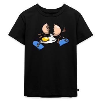 Oeuf accident de planche à roulettes - T-shirt Premium bio Enfant - noir - Devant - Mikhail (115cm)