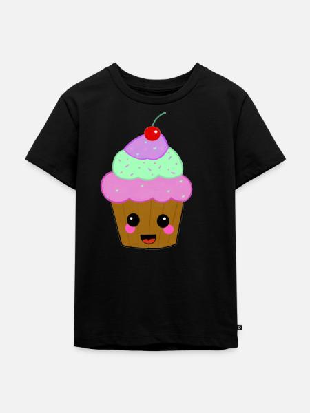 Muffin mit rosa Wangen - Kinder Premium Bio T-Shirt - Schwarz