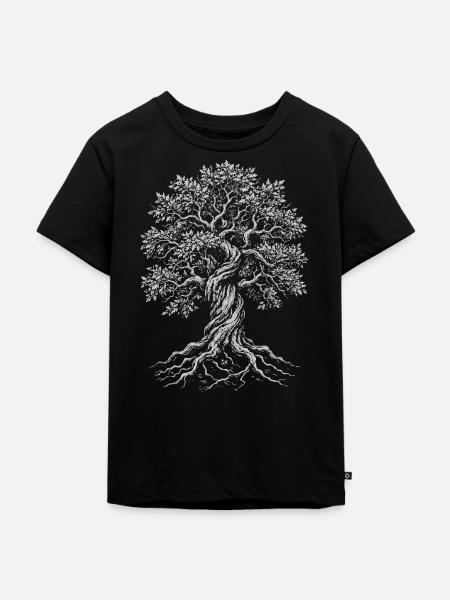Verdrehte Eiche des Lebens - Kinder Premium Bio T-Shirt - Schwarz