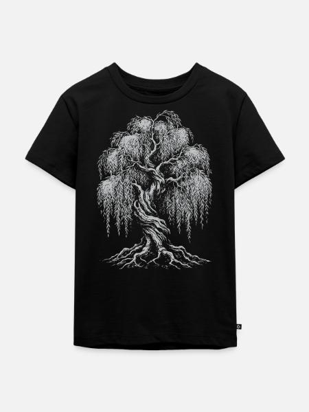 Silhouette des Weinweidenbaums - Kinder Premium Bio T-Shirt - Schwarz