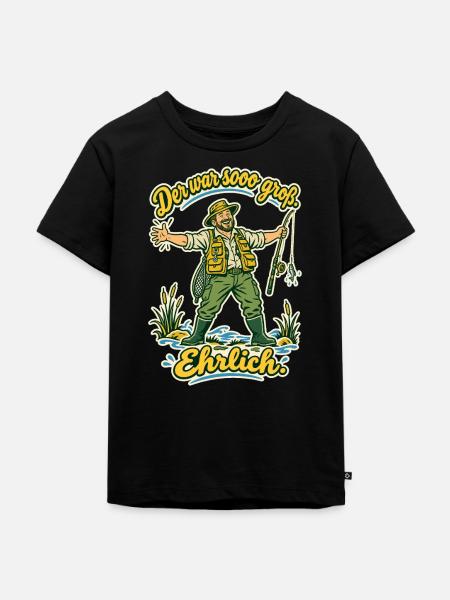 Angler Der war sooo groß - Kinder Premium Bio T-Shirt - Schwarz