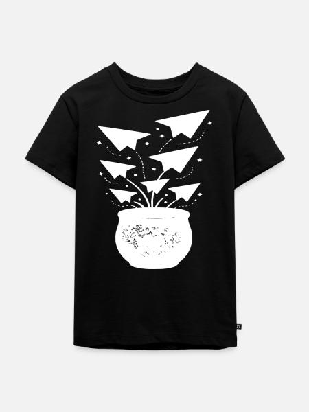 Papierflieger Gartenzauber - Kinder Premium Bio T-Shirt - Schwarz