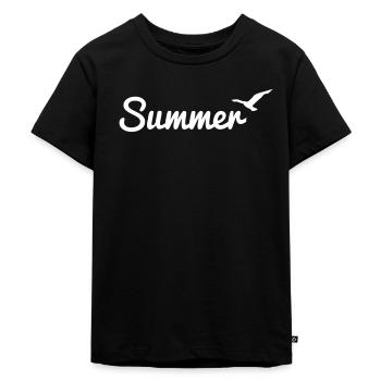 Summer statement with seagull - Kids Premium Organic T-Shirt - black - Front - Mikhail (115cm)