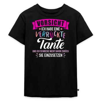 Tante - Kinder Premium Bio T-Shirt - Schwarz - Vorne - Mikhail (115cm)