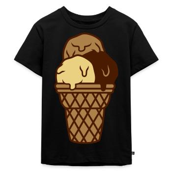 3 leckere Eiskugeln Waffel - Kinder Premium Bio T-Shirt - Schwarz - Vorne - Mikhail (115cm)