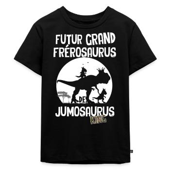 Grand frèrosaurus Jumeaux Cadeau Annonce Frère - T-shirt Premium bio Enfant - noir - Devant - Mikhail (115cm)