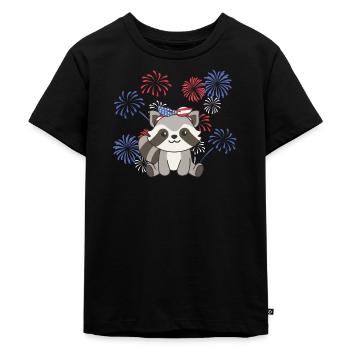 4 juillet American Raccoon for Kids USA - T-shirt Premium bio Enfant - noir - Devant - Mikhail (115cm)