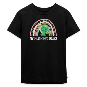 Schulkind 2023 Einschulung Drache Schule - Kinder Premium Bio T-Shirt - Schwarz - Vorne - Mikhail (115cm)