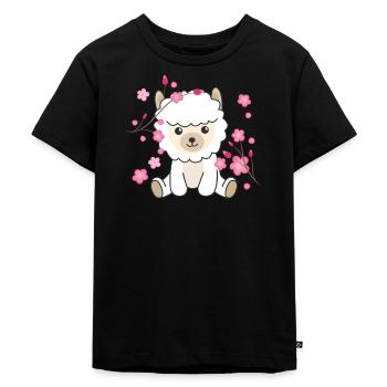 Alpaka süße Tiere für Kinder Kawaii - Kinder Premium Bio T-Shirt - Schwarz - Vorne - Mikhail (115cm)