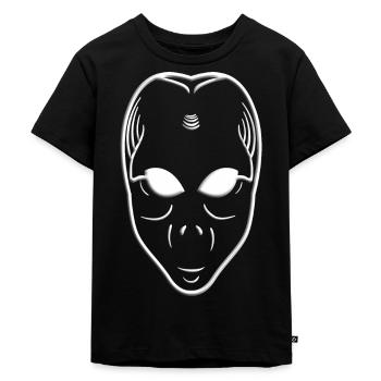 Alien UFO Ausserirdischer Raumschiff Untertasse - Kinder Premium Bio T-Shirt - Schwarz - Vorne - Mikhail (115cm)