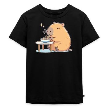 süße Capybara isst Ramen Nudeln Capybaras Ramen - Kinder Premium Bio T-Shirt - Schwarz - Vorne - Mikhail (115cm)