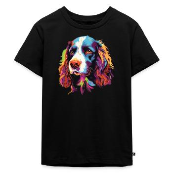 Aquarelle colorée anglais Springer Spaniel - T-shirt Premium bio Enfant - noir - Devant - Mikhail (115cm)