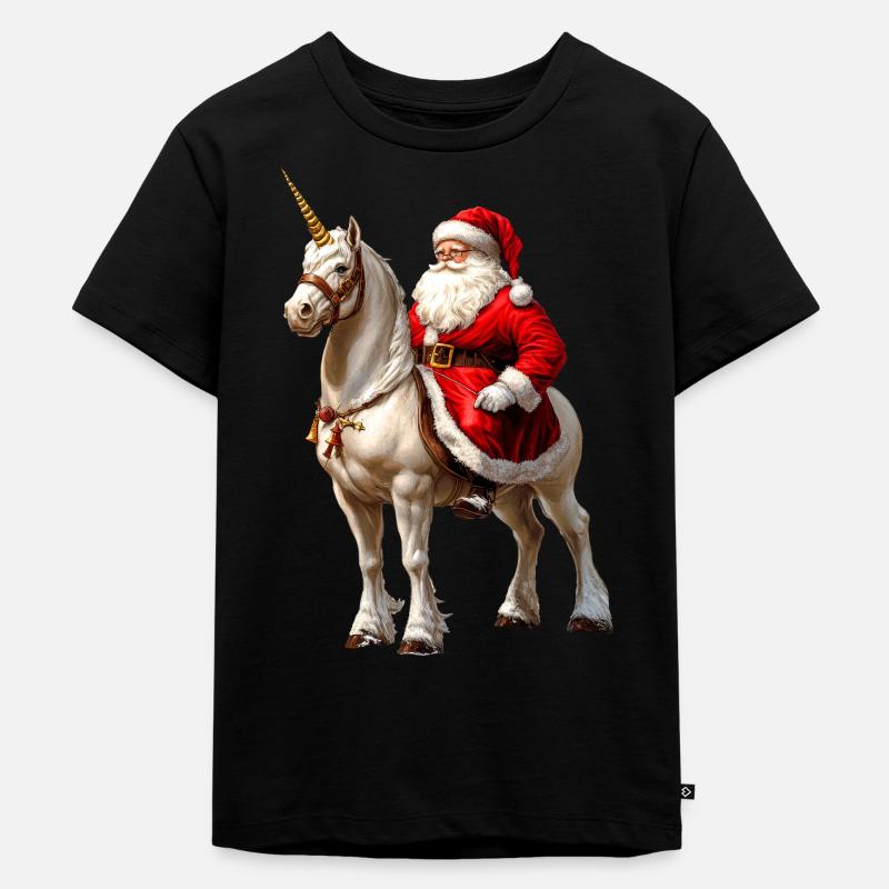Weihnachtsmann Reiter - Kinder Premium Bio T-Shirt - Schwarz