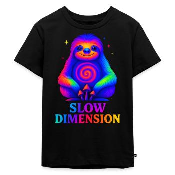 Slow Dimension - Faultier bunt gemütlich Relax - Kinder Premium Bio T-Shirt - Schwarz - Vorne - Mikhail (115cm)