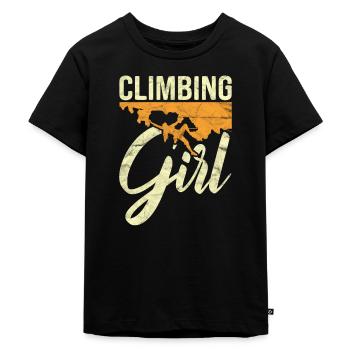 Climbing Girl Funny Rock Climber Bouldering - T-shirt Premium bio Enfant - noir - Devant - Mikhail (115cm)