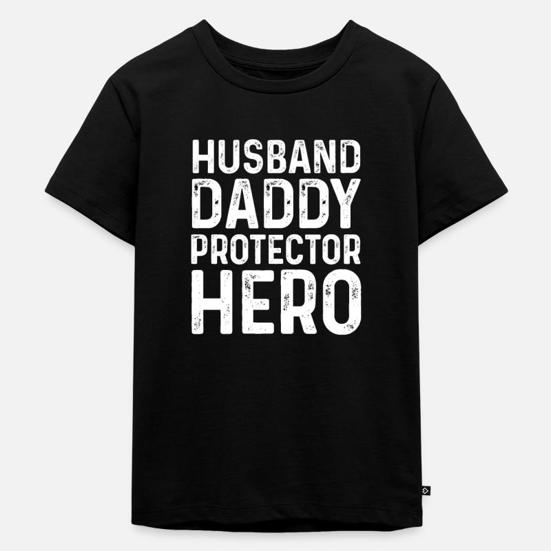 Mens Husband Daddy Protector Hero Père - T-shirt Premium bio Enfant - noir