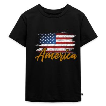 UNITED STATES - Kids Premium Organic T-Shirt - black - Front - Mikhail (115cm)