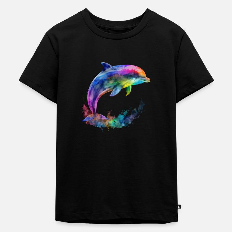 ORIGINAL DELPHIN - IN FARBE - Kinder Premium Bio T-Shirt - Schwarz