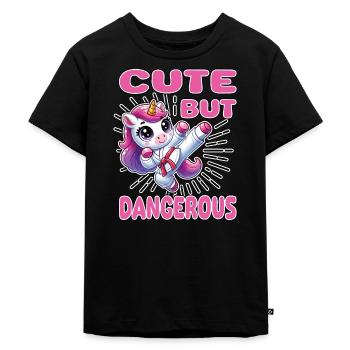 Licorne mignonne mais dangereuse - T-shirt Premium bio Enfant - noir - Devant - Mikhail (115cm)