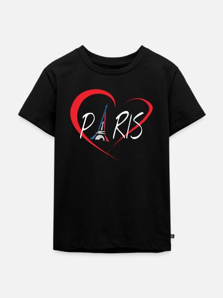 I Love Paris - Kinder Premium Bio T-Shirt - Schwarz