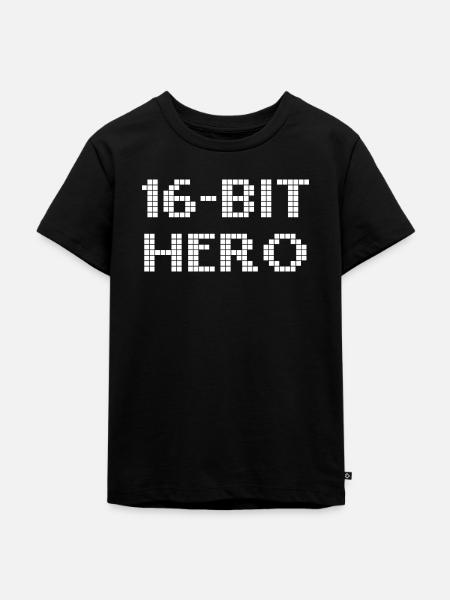 16-Bit Hero - weiß - Kinder Premium Bio T-Shirt - Schwarz