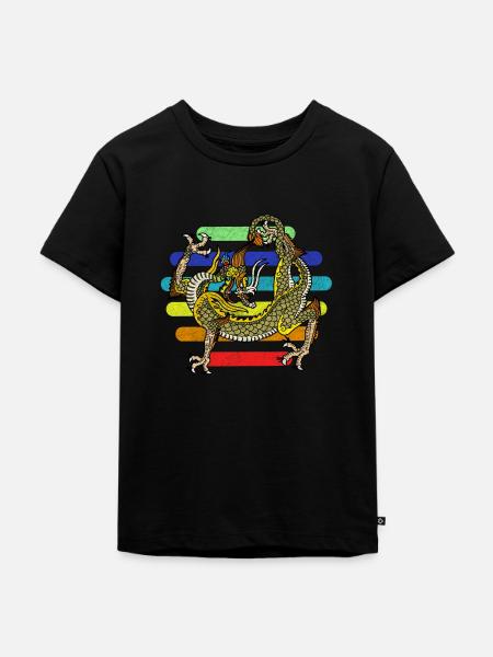 Drache Drachen China - Kinder Premium Bio T-Shirt - Schwarz
