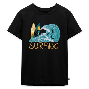 Surf surf sur surf surf - T-shirt Premium bio Enfant - noir - Devant - Mikhail (115cm)
