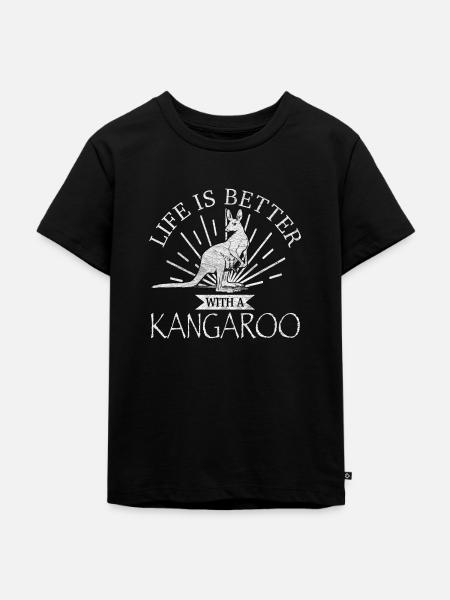 Kangaroo - Kinder Premium Bio T-Shirt - Schwarz