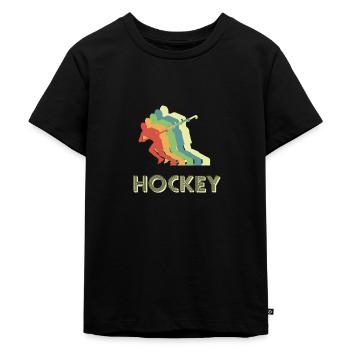 Hockey Feldhockey Hockeyspieler - Kinder Premium Bio T-Shirt - Schwarz - Vorne - Mikhail (115cm)