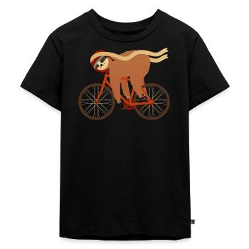 Sloth Sleeping On Bicycle - Kinder Premium Bio T-Shirt - Schwarz - Vorne - Mikhail (115cm)