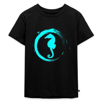 sea horse - Kids Premium Organic T-Shirt - black - Front - Mikhail (115cm)