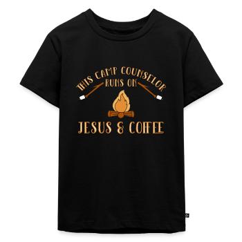 Zeltlager Leiter Sommercamp - Kinder Premium Bio T-Shirt - Schwarz - Vorne - Mikhail (115cm)
